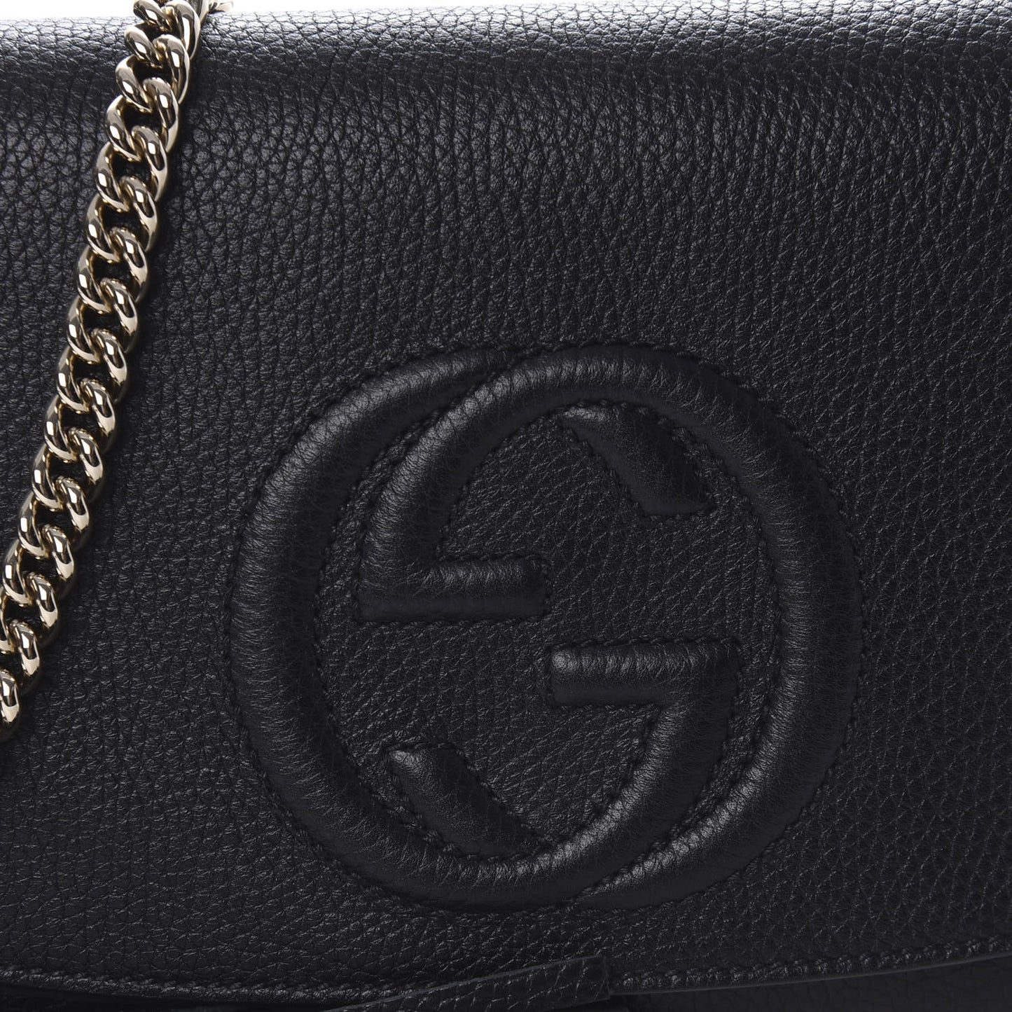 Pebbled Calfskin Medium Soho Flap Crossbody Black