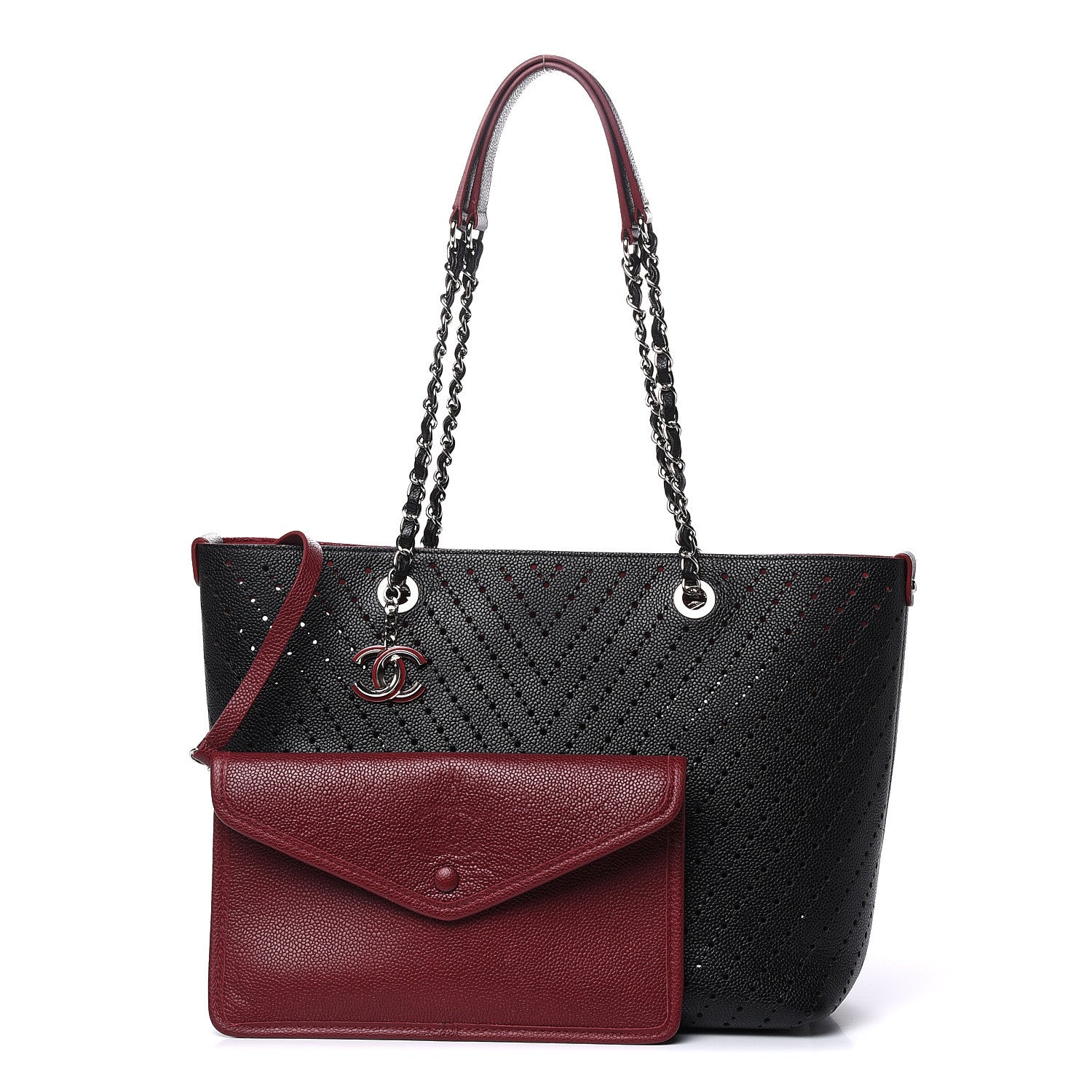 Chanel Perforated Grained Calfskin Large Shopping Tote Black 1 of 14