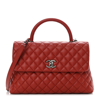 Chanel Caviar Quilted Medium Coco Handle Flap Dark Red 1 of 14