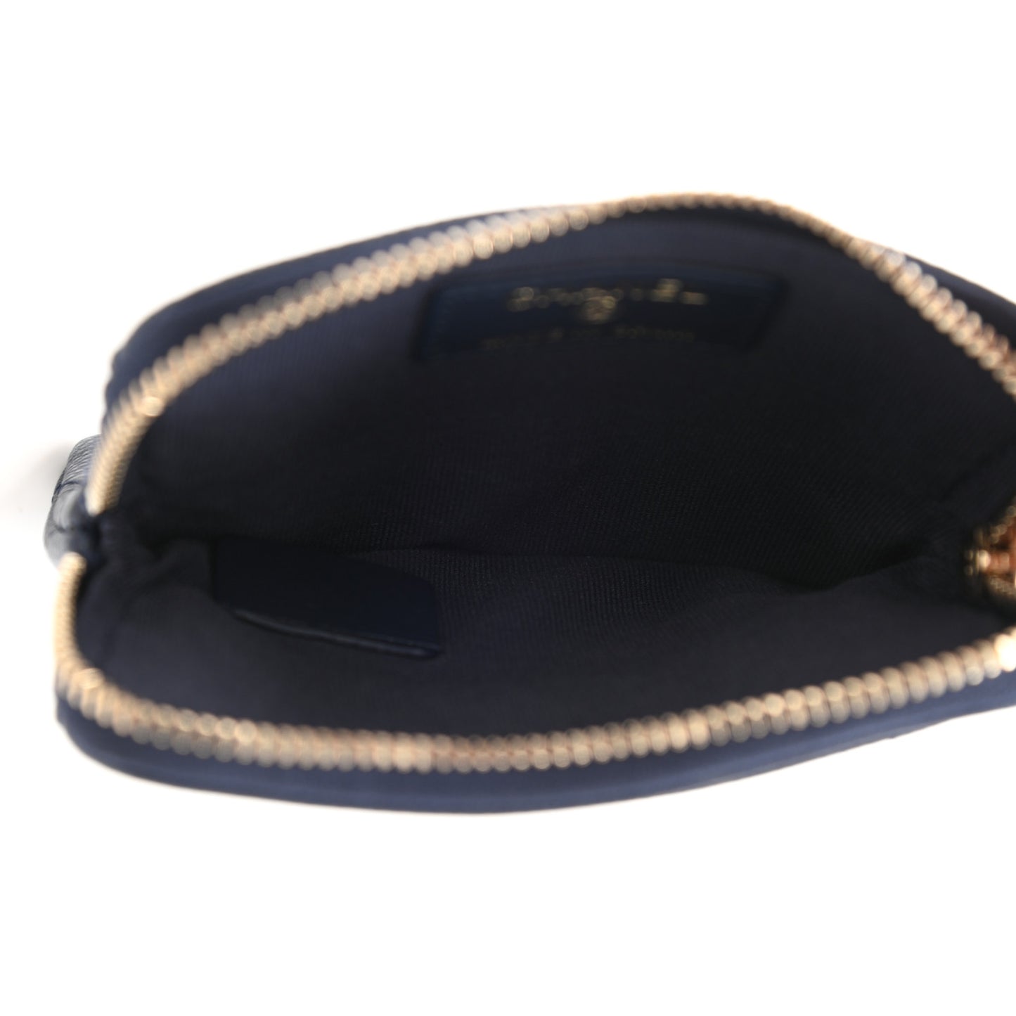 Caviar Quilted Crystal Zip Card Holder Wallet Navy