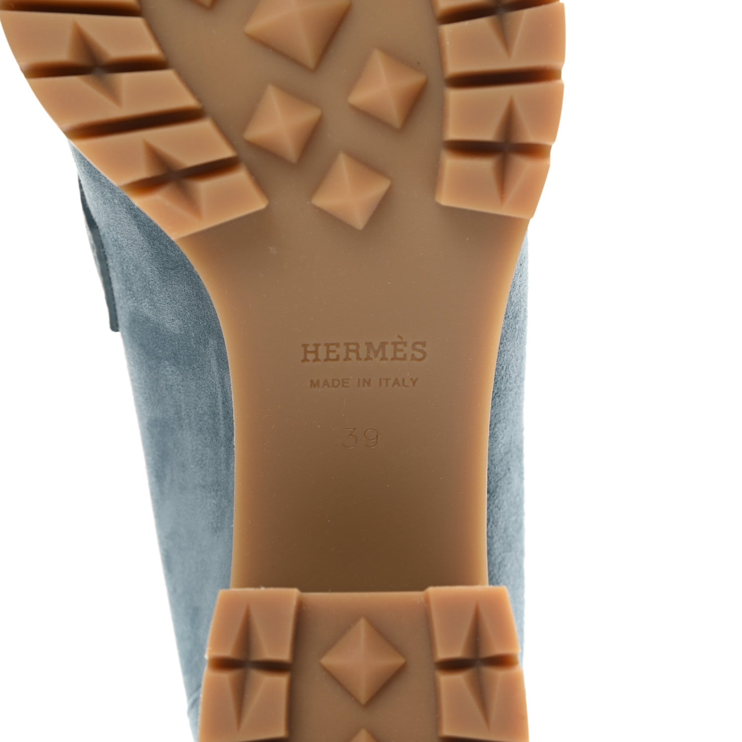 Hermes Suede Goatskin Womens Foch 60 Pump 39 Bleu Pinede 6 of 9