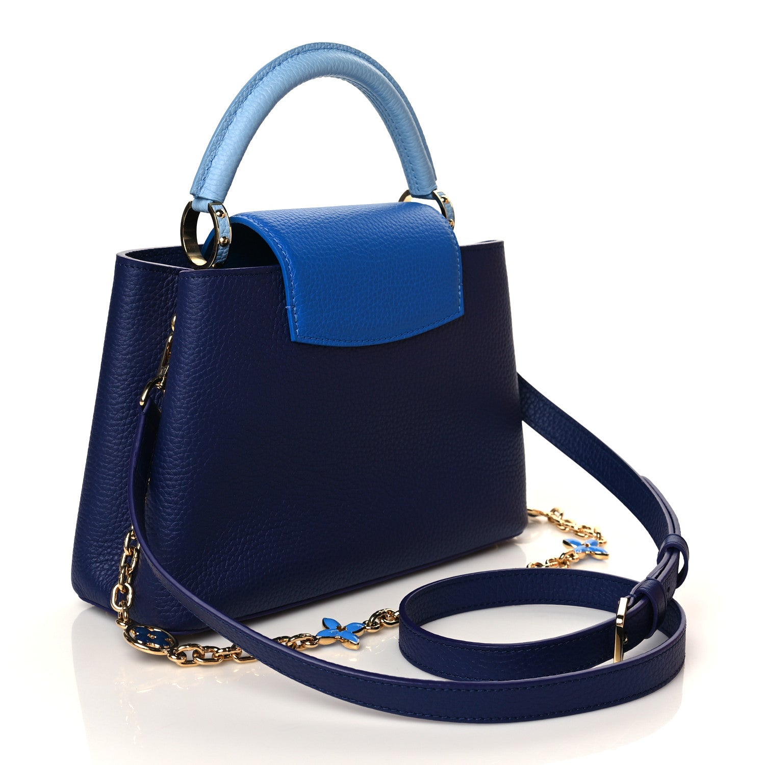 Louis Vuitton Taurillon Enamel Flower Chain Capucines BB Blue 3 of 10