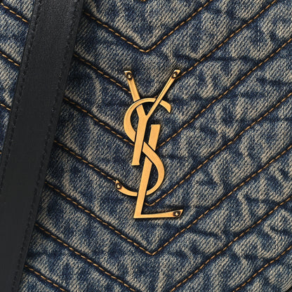 Saint Laurent Denim Quilted Monogram Round Crossbody Bag Rodeo Blue Black 8 of 11