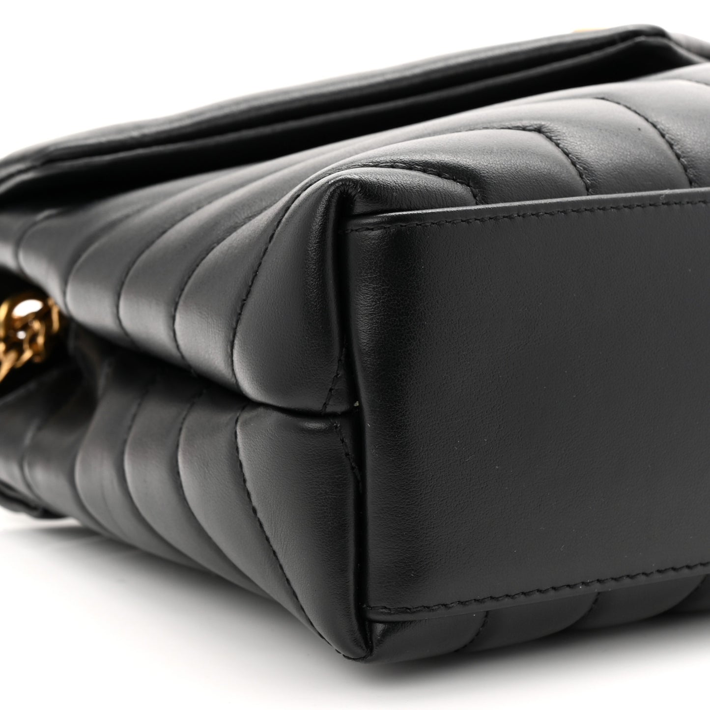 Calfskin Y Quilted Monogram Small Loulou Chain Satchel Black