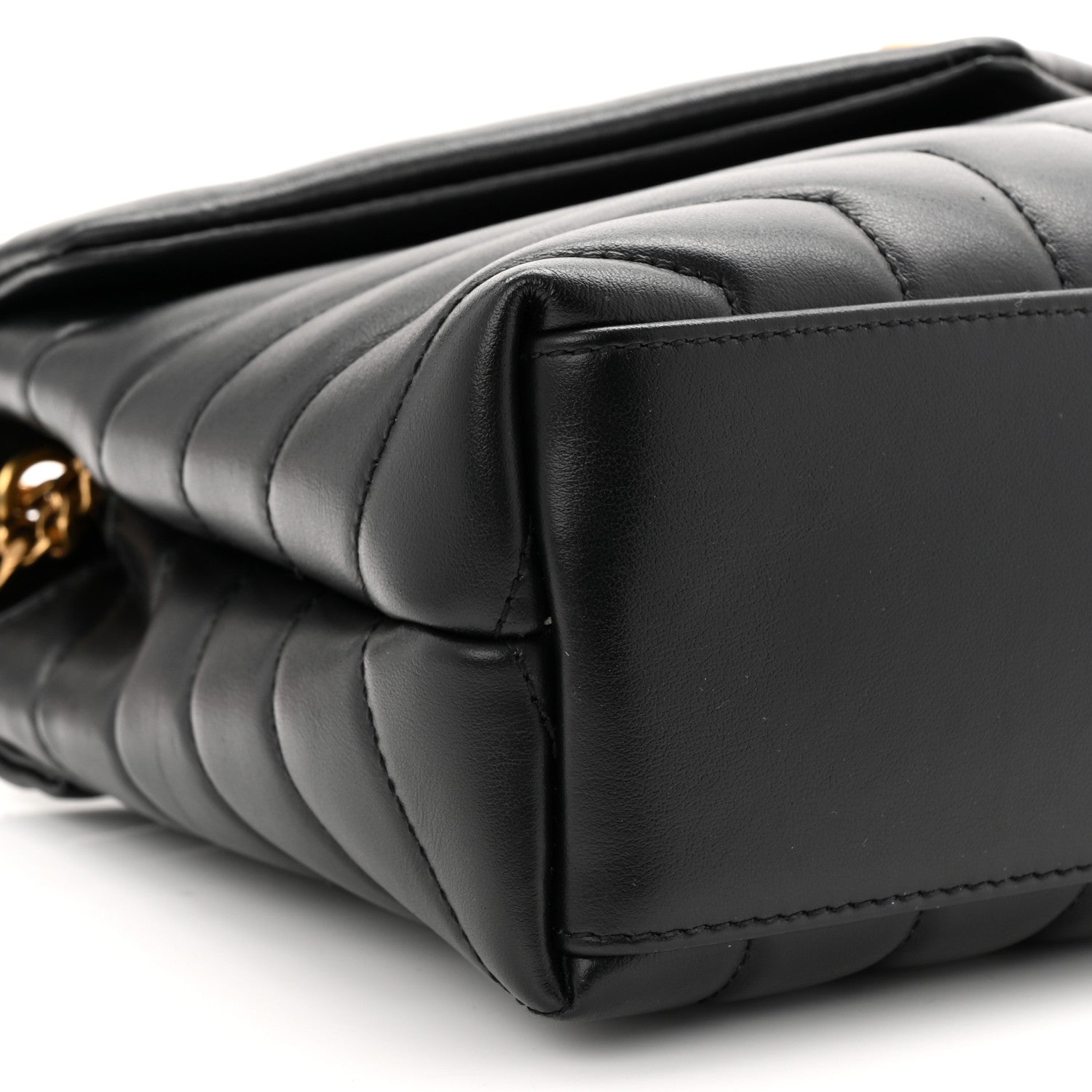 Saint Laurent Calfskin Y Quilted Monogram Small Loulou Chain Satchel Black 9 of 10