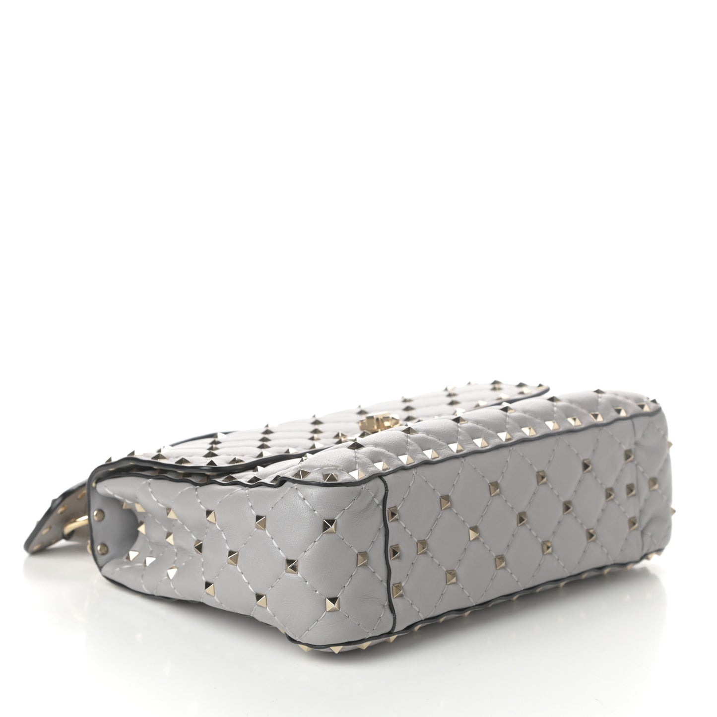 Nappa Medium Rockstud Spike Shoulder Bag Grey