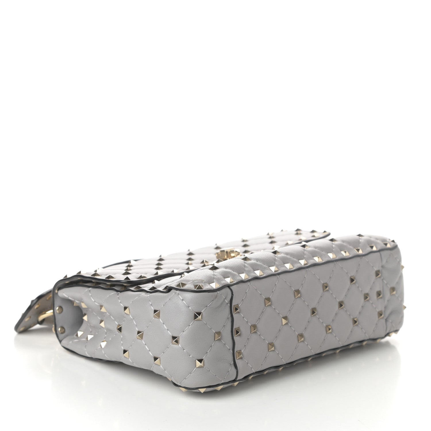 Valentino Garavani Nappa Medium Rockstud Spike Shoulder Bag Grey 4 of 9
