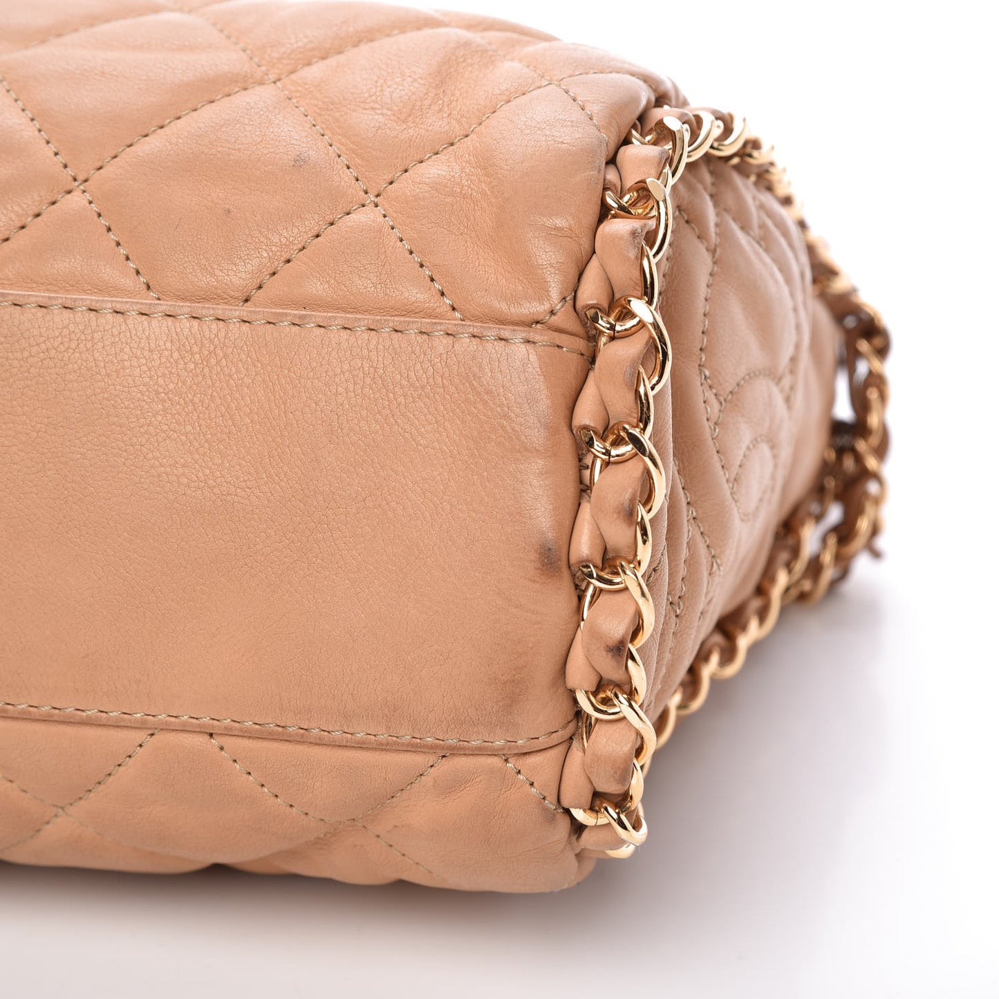 Calfskin Quilted Medium Chain Me Hobo Beige