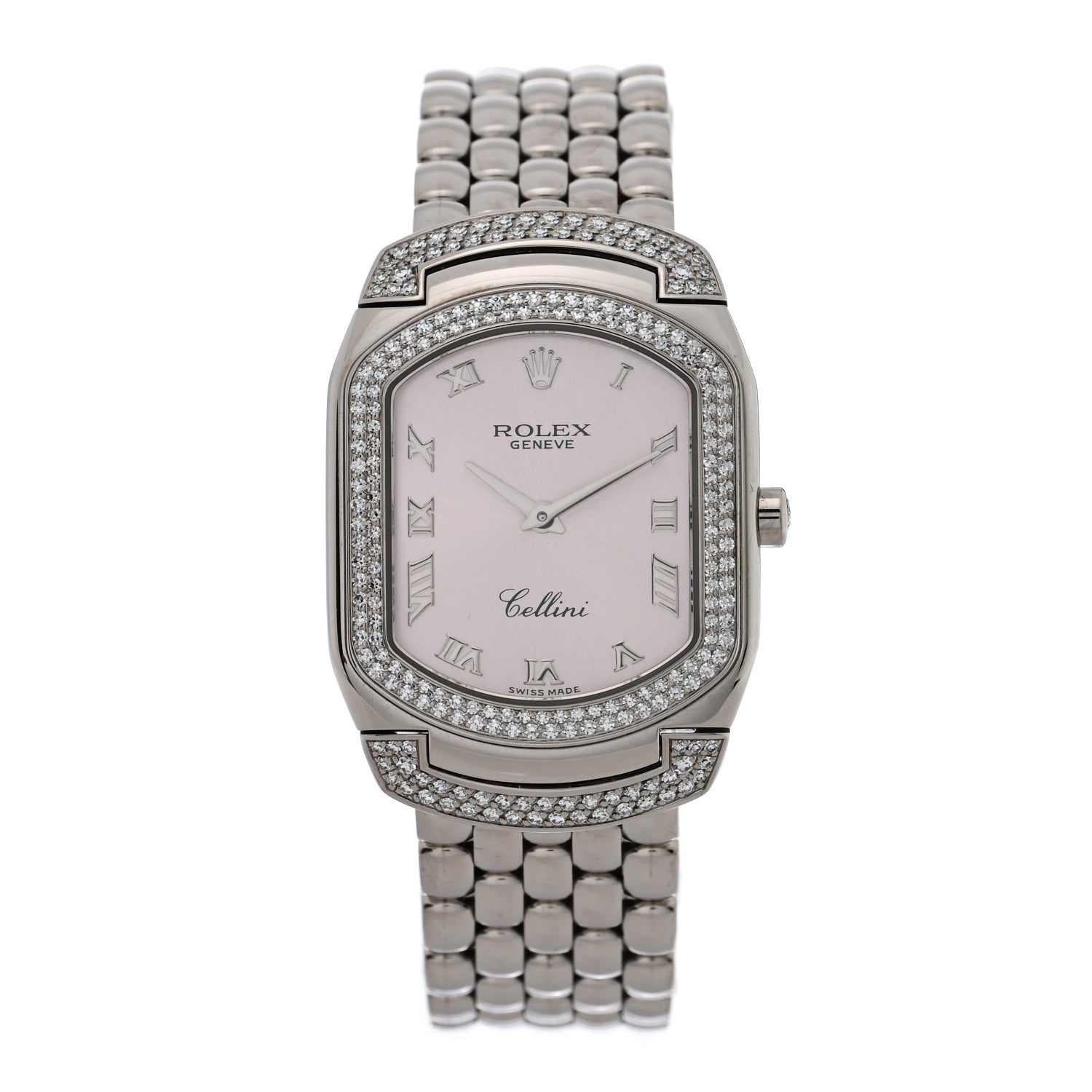 Rolex 18K White Gold Diamond 25mm Cellini Cellissima Quartz Watch Pink 6693 1 of 4