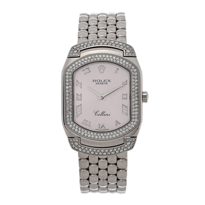 Rolex 18K White Gold Diamond 25mm Cellini Cellissima Quartz Watch Pink 6693 1 of 4