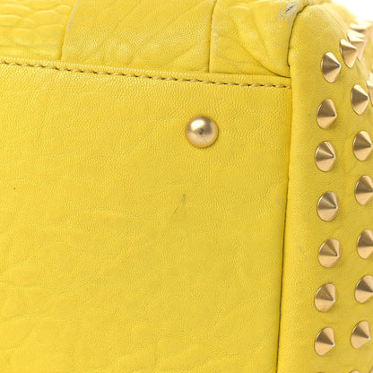 MCM Pebbled Calfskin Studded Satchel Yellow 8 of 17