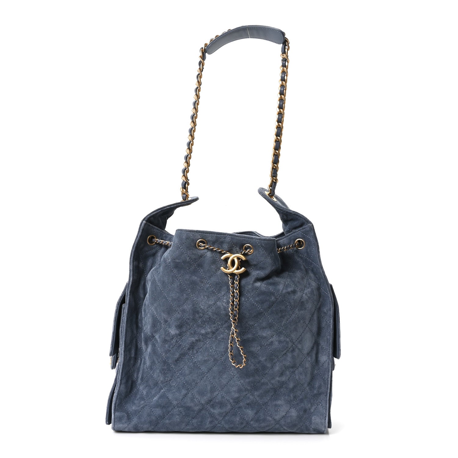 Chanel Suede Quilted Medium Chanel 25 Handbag Blue 1 of 11