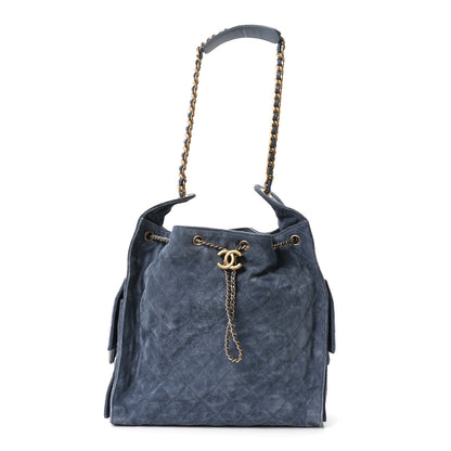 Chanel Suede Quilted Medium Chanel 25 Handbag Blue 1 of 11