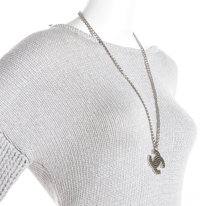 Chanel Perforated CC Necklace Silver 2 of 3