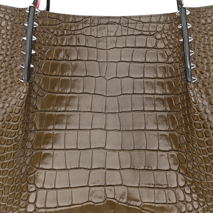 Christian Louboutin Crocodile Embossed Calfskin Spiked Large Cabarock Shopper Tote Silex 7 of 12