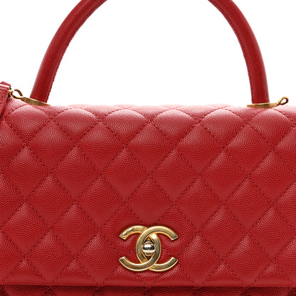 Chanel Caviar Quilted Small Coco Handle Flap Red 5 of 11