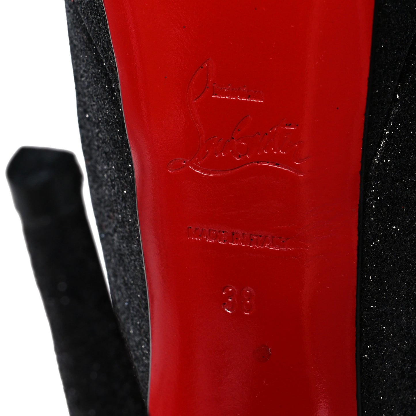 Glitter Lady Peep Sling 150 Pumps 38 Black Red