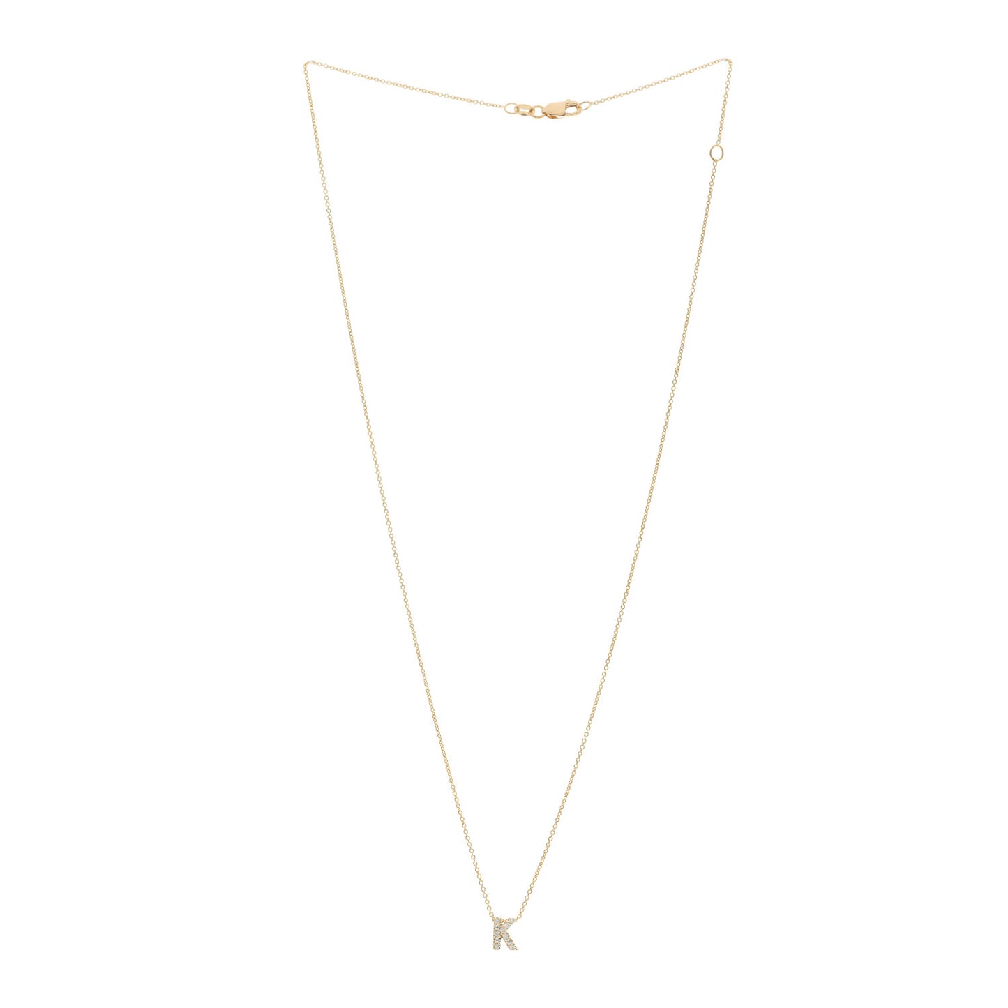 18K Yellow Gold Diamond Love Letter K Pendant Necklace