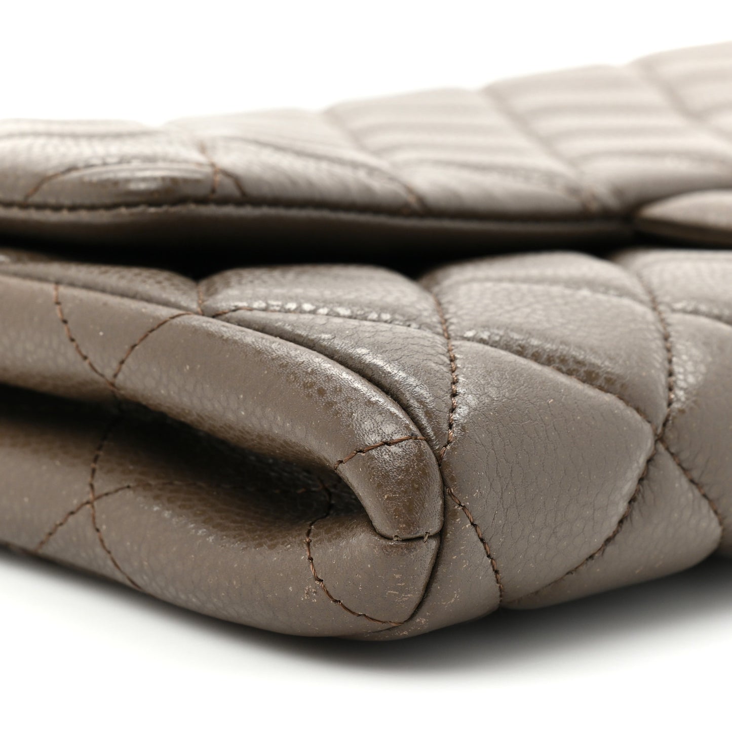 Caviar Quilted Clutch With Chain Flap Brown