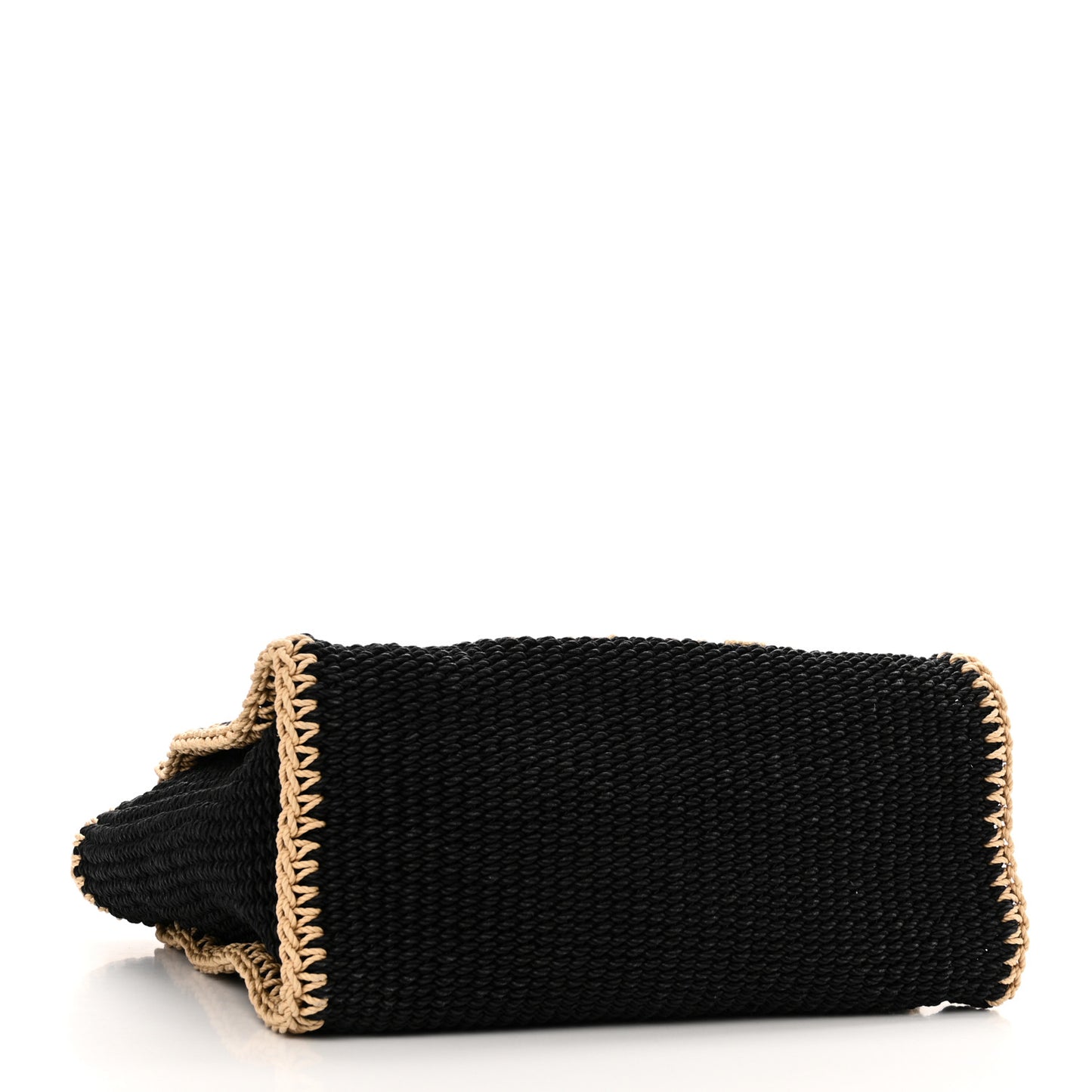 Cotton Crochet Large Deauville Tote Black Beige
