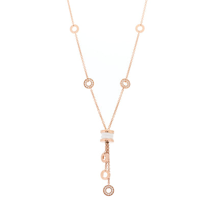 Bulgari 18K Rose Gold Diamond White Ceramic B.Zero1 Necklace 1 of 5