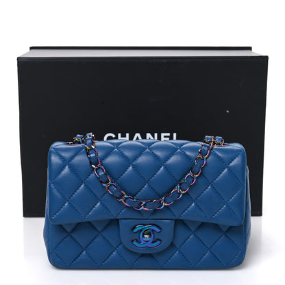 Chanel Lambskin Quilted Mini Rectangular Flap Blue Purple 11 of 11