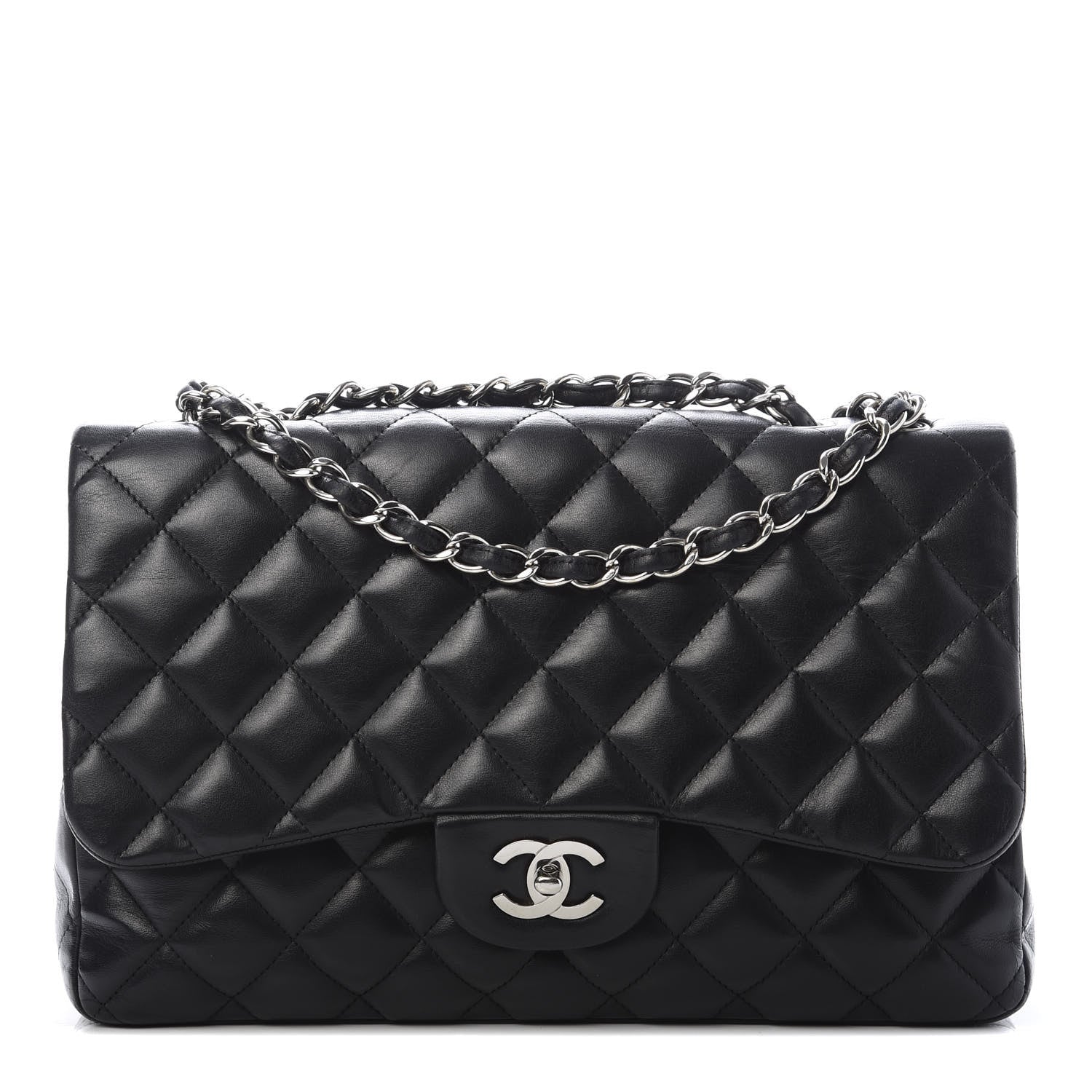 Chanel Lambskin Quilted Jumbo Single Flap Black 1 of 11
