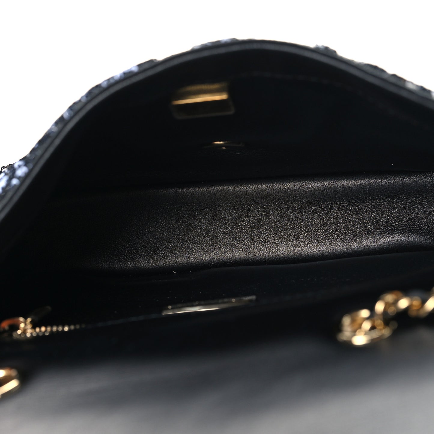 Sequin Quilted Small Single Flap Black