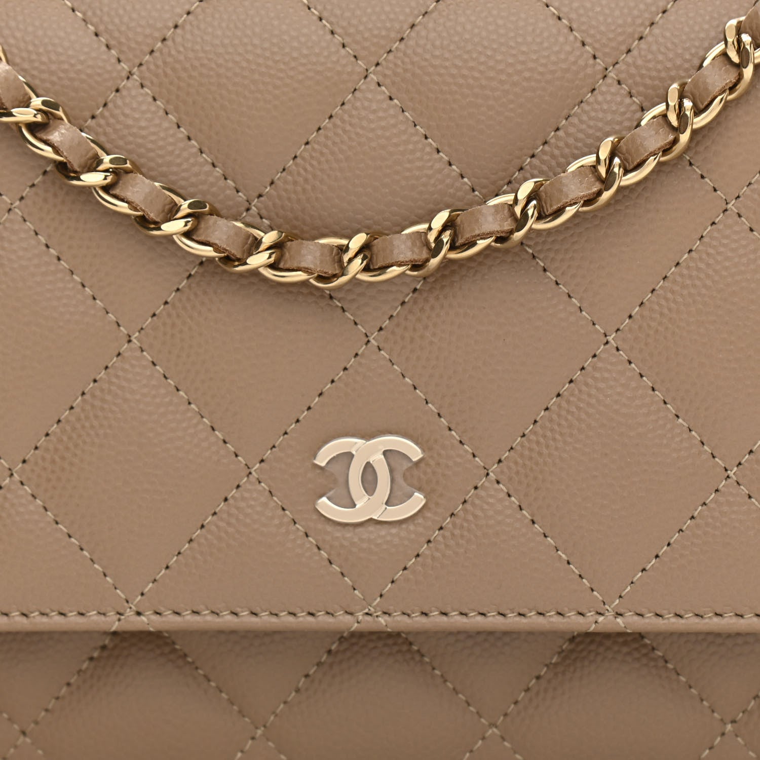 Chanel Caviar Quilted Wallet On Chain WOC Beige 9 of 12
