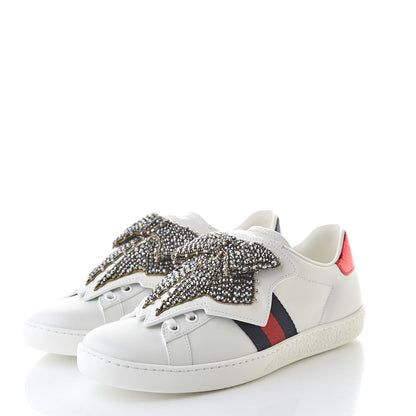 Gucci Calfskin Ayers Web Womens Ace Bow Lace Sneakers 36 White 3 of 11