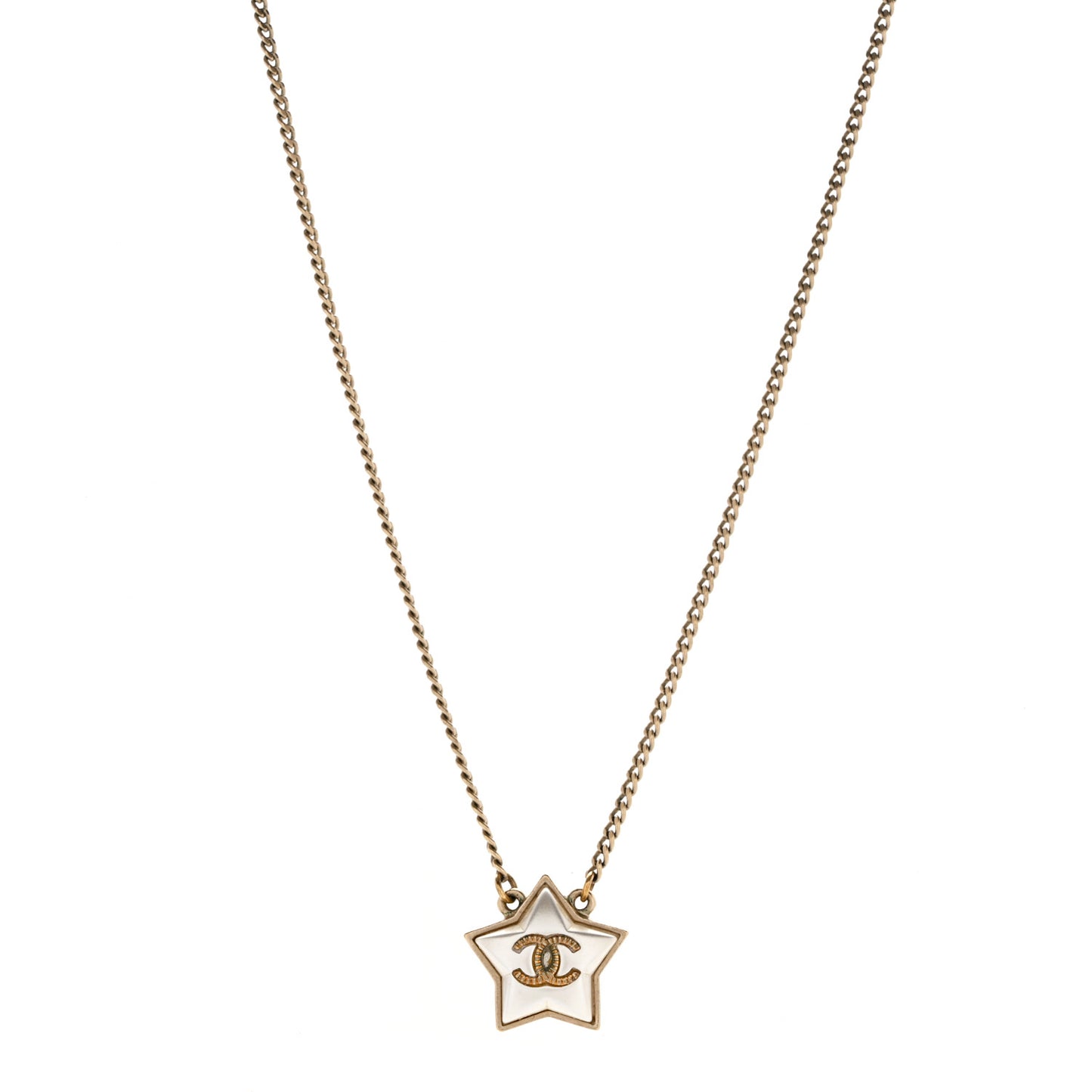 Pearl CC Star Necklace Gold