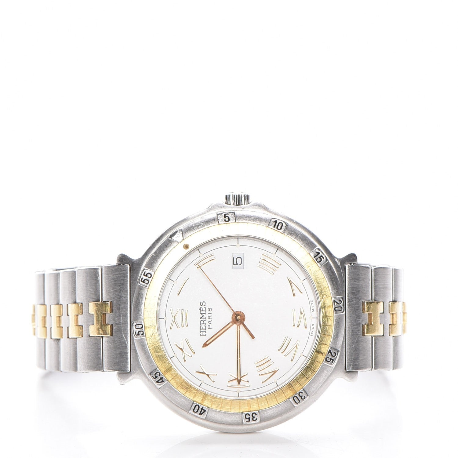Hermes Stainless Steel 36mm Captain Nemo Quartz Watch Gold 3 of 9