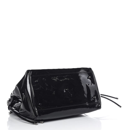 Burberry Patent Check Embossed Small Bilmore Tote Black 4 of 11