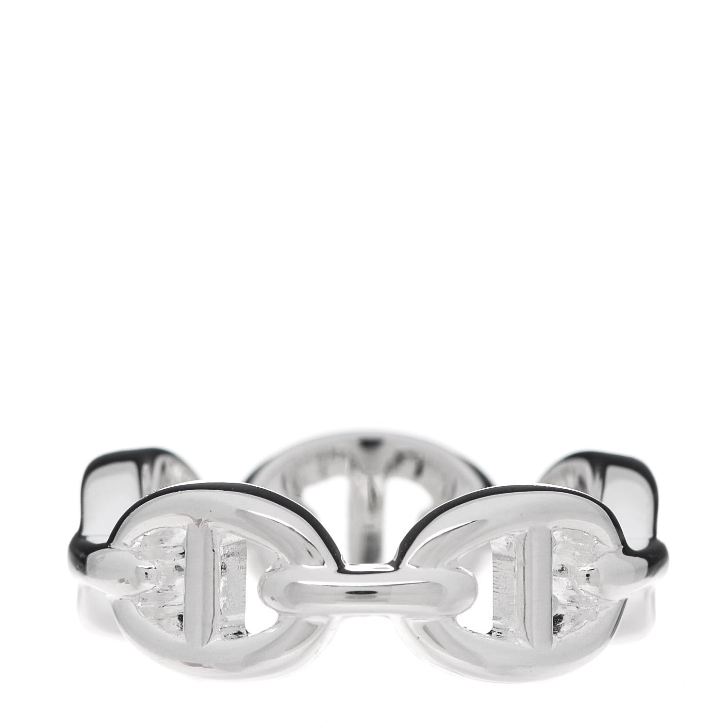 Hermes Sterling Silver PM Chaine d'Ancre Enchainee Band Ring 51 5.75 3 of 6