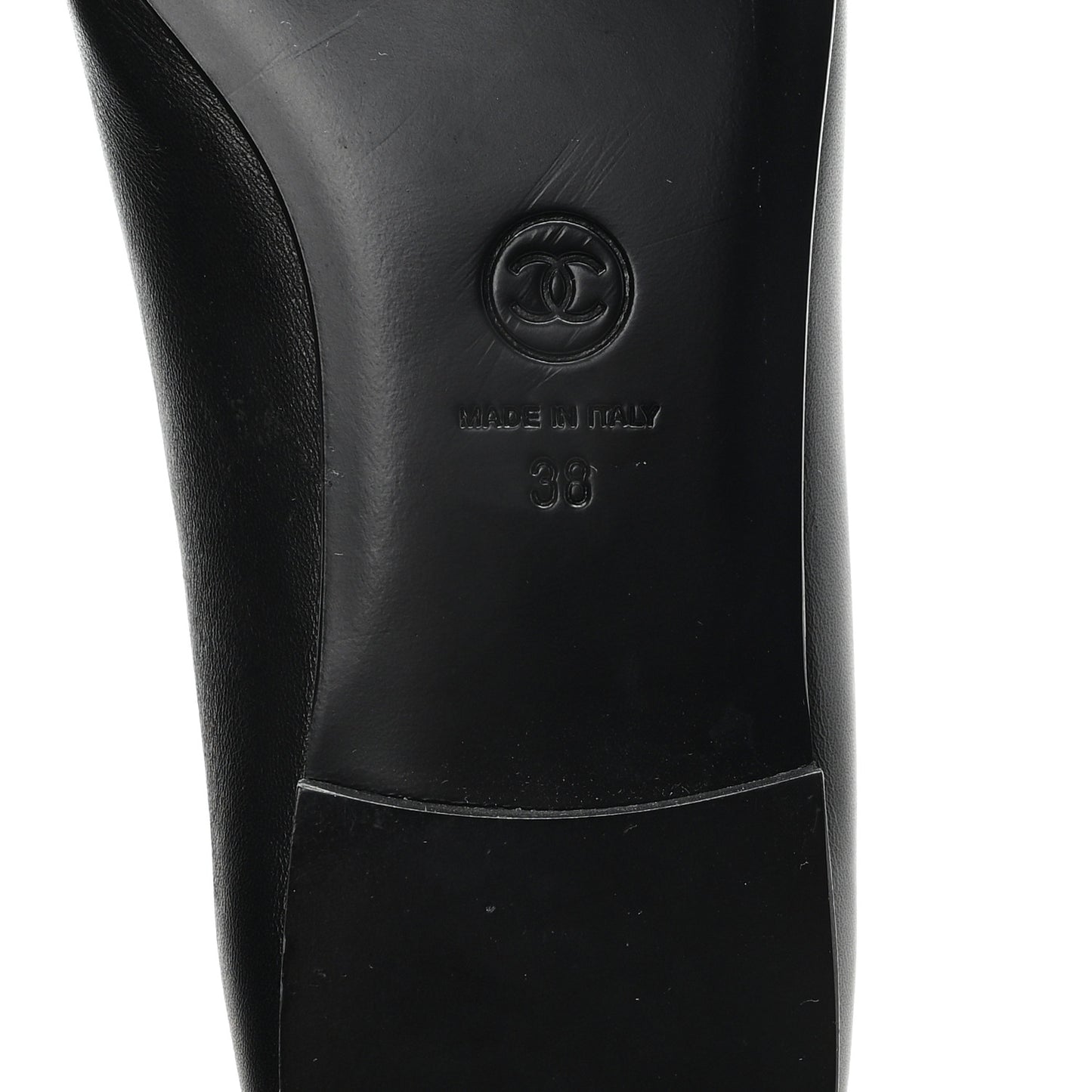 Lambskin Patent Cap Toe Ballerina Flats 38 Black