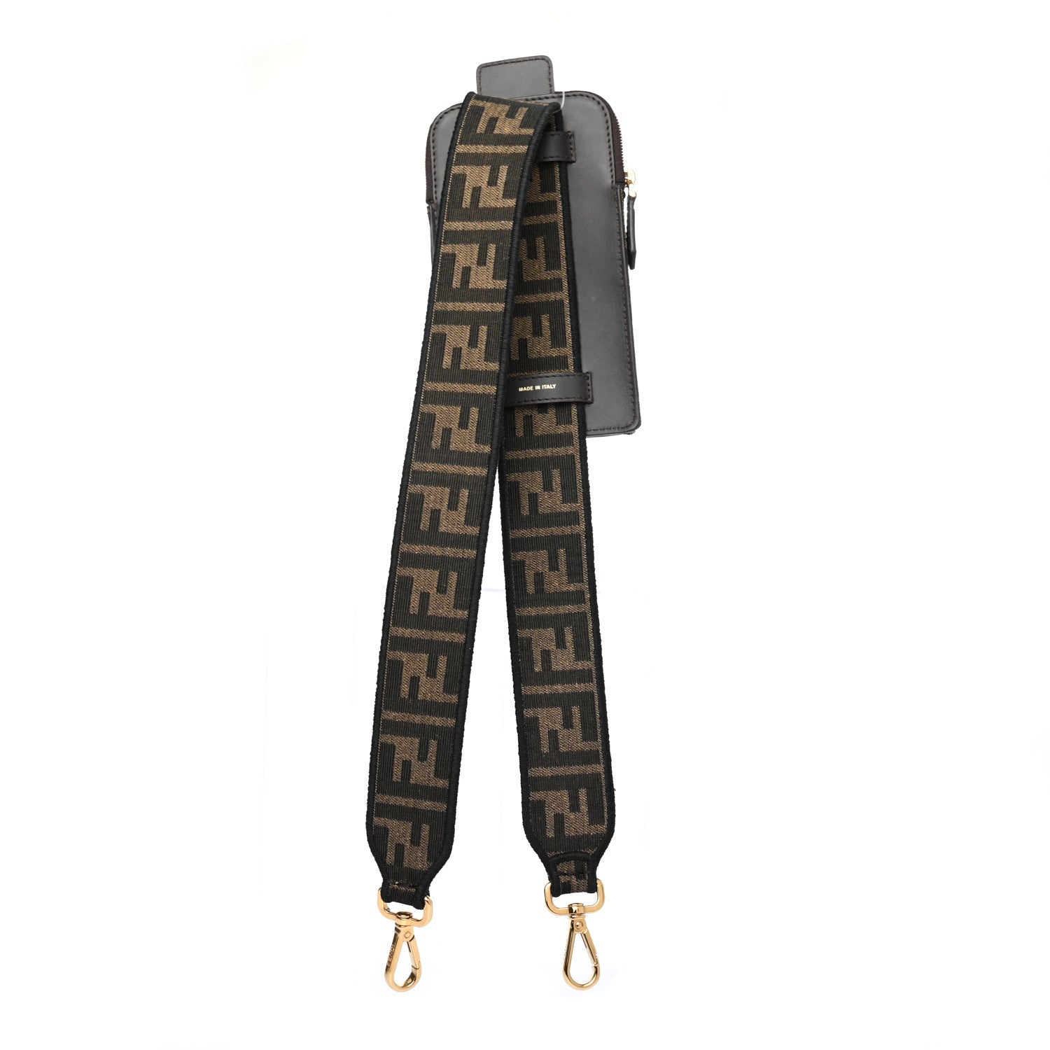Fendi Fabric Jacquard FF 1974 Cell Pocket Strap You Tobacco Moro Black 2 of 6