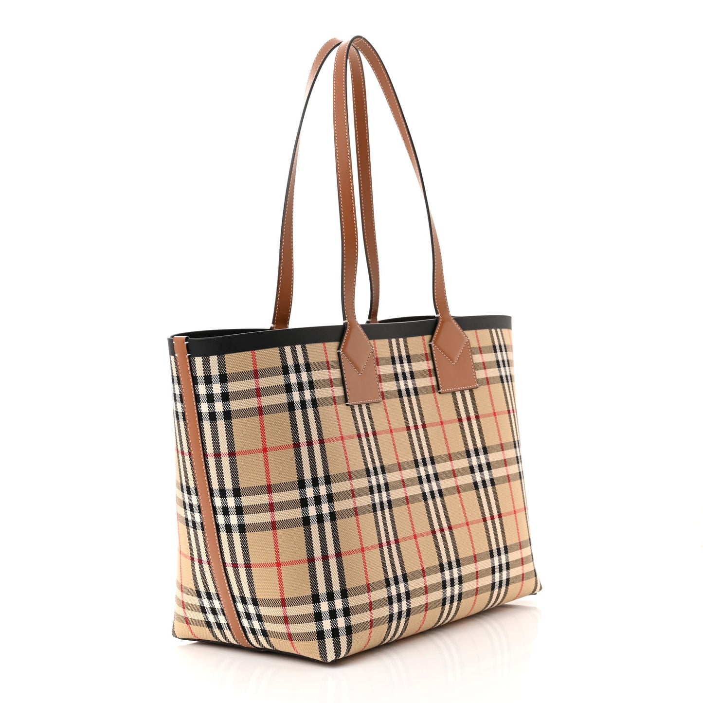 Cotton Vintage Check Medium London Tote Bag Briar Brown Black