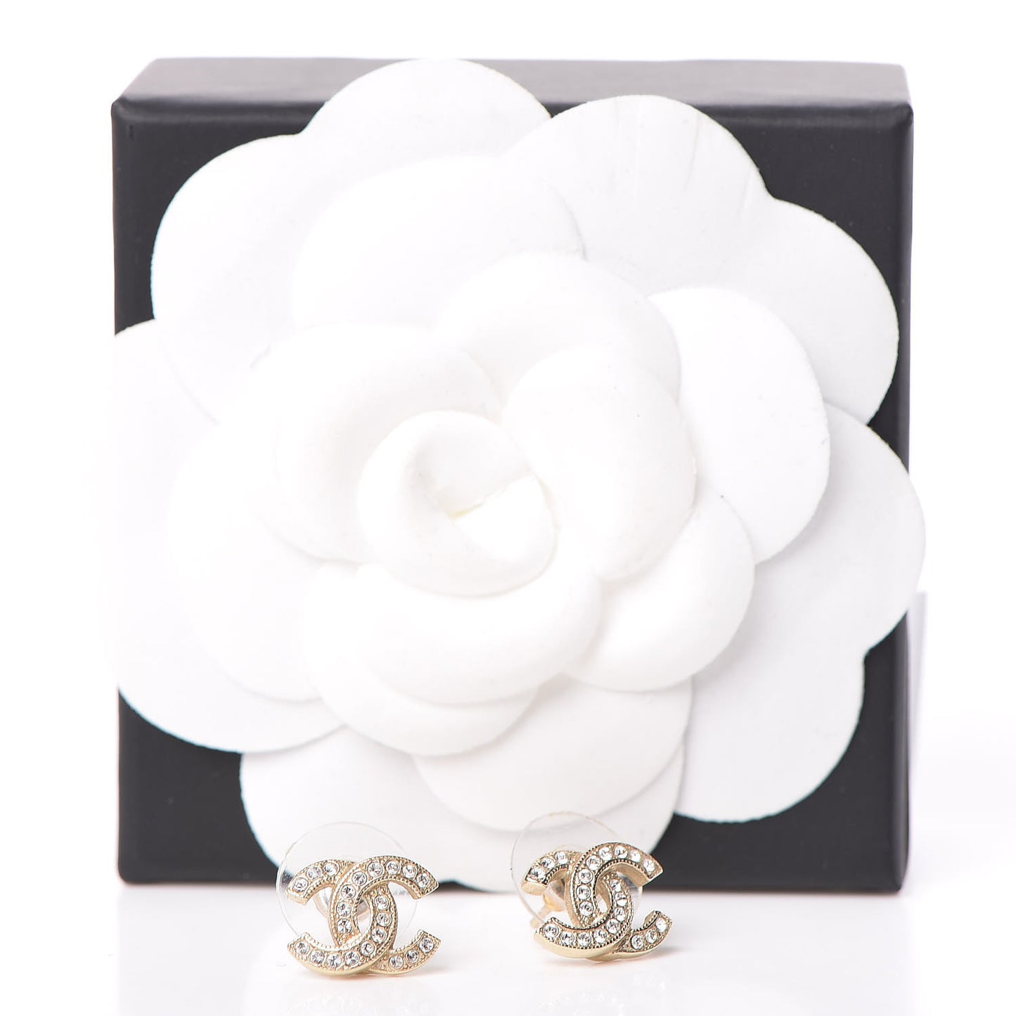 Crystal Mini CC Earrings Gold