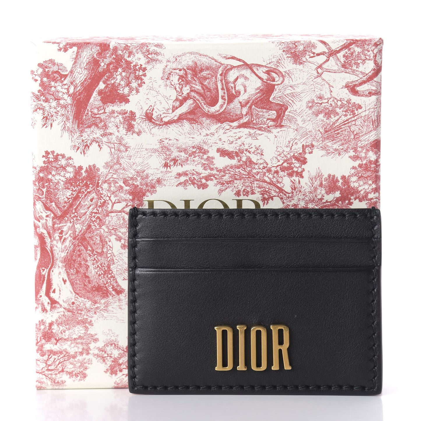 Calfskin D-Fence Card Holder Black