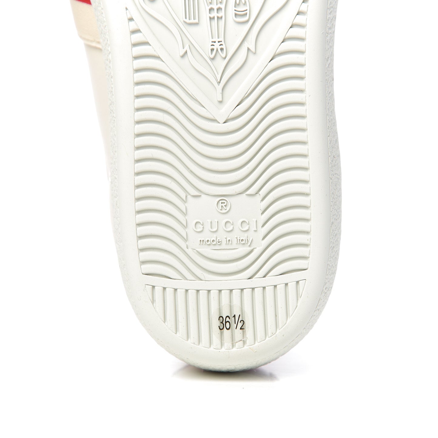 Calfskin Stripe Womens New Ace Sneakers 36.5 New Mystic White Ecru Red Flame