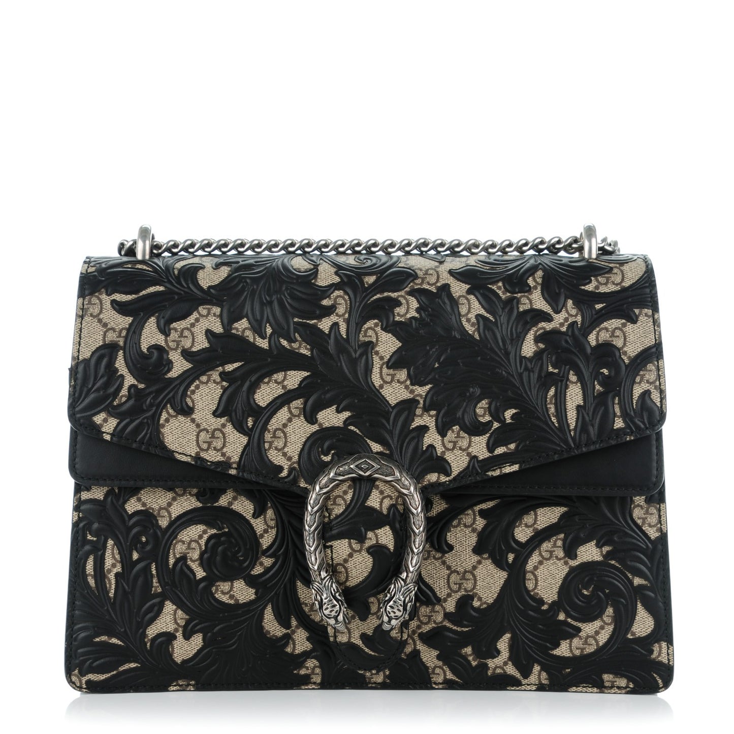 GG Supreme Monogram Arabesque Medium Dionysus Shoulder Bag Black