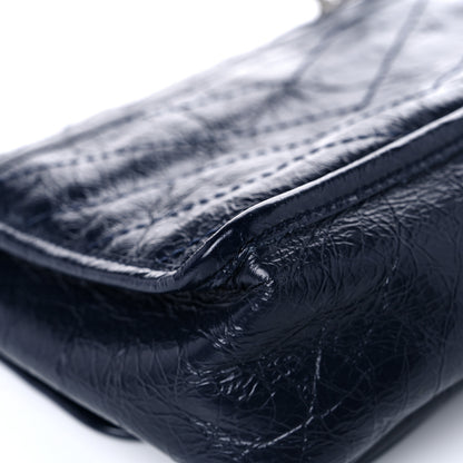 Saint Laurent Crinkled Calfskin Matelasse Monogram Baby Niki Chain Satchel Navy 11 of 13