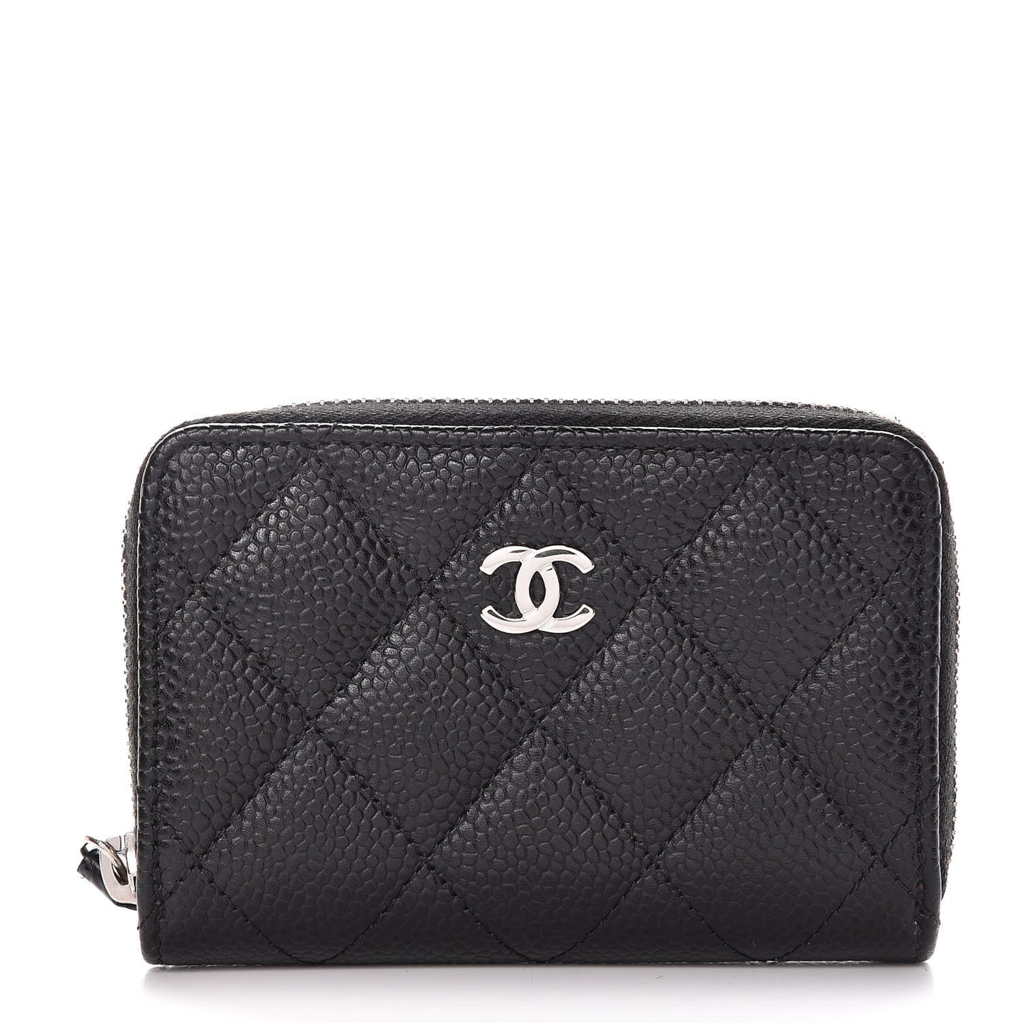 Caviar Quilted Zip Coin Purse Black