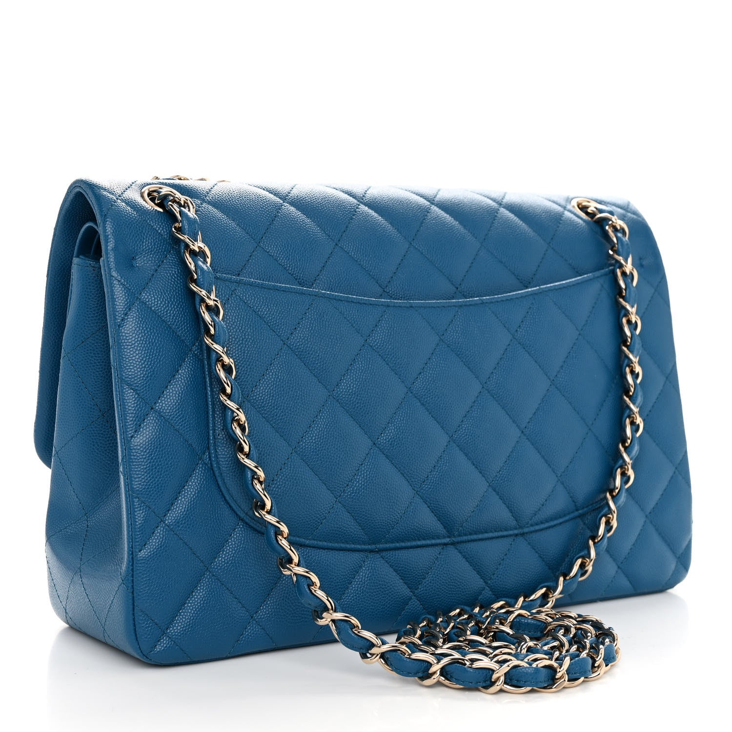 Chanel Caviar Quilted Jumbo Double Flap Blue 3 of 10