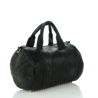 Alexander Wang Pebbled Lambskin Rocco Duffel Black Pale Gold Hardware 3 of 14