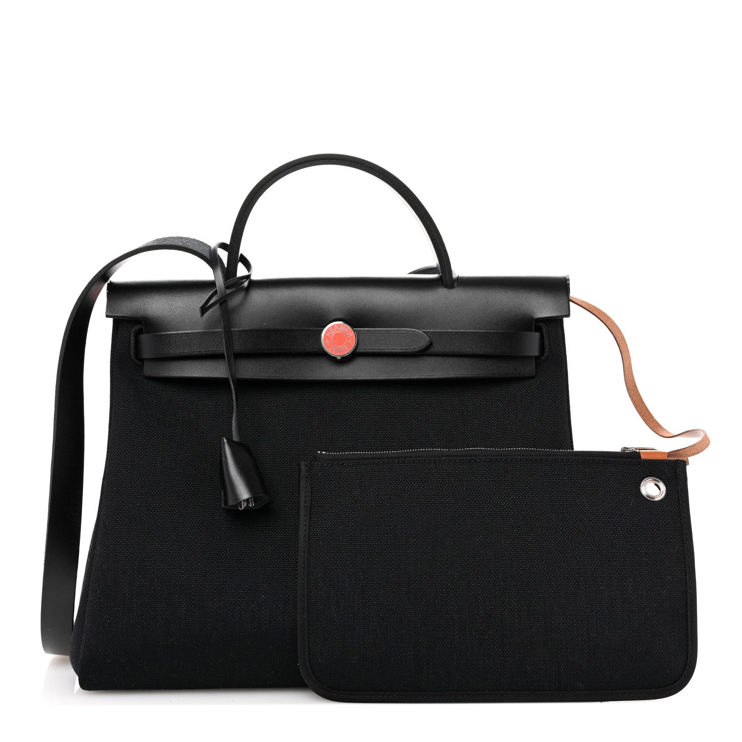 Hermes Toile Militaire Vache Hunter Laque Horseshoe Herbag Zip Retourne 31 PM Black Orange Graffiti 1 of 9