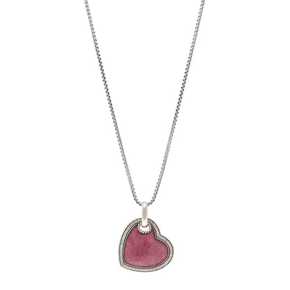 David Yurman DAVID YURMAN Sterling Silver Diamond Rhodochrosite Heart Pendant Necklace 1 of 4