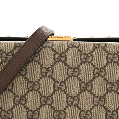 Gucci GG Supreme Monogram Textured Dollar Calfskin Mini Trunk Shoulder Bag Beige Ebony New Acero 8 of 14