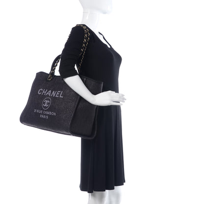 Chanel Woven Straw Raffia Large Deauville Tote Black 3 of 10