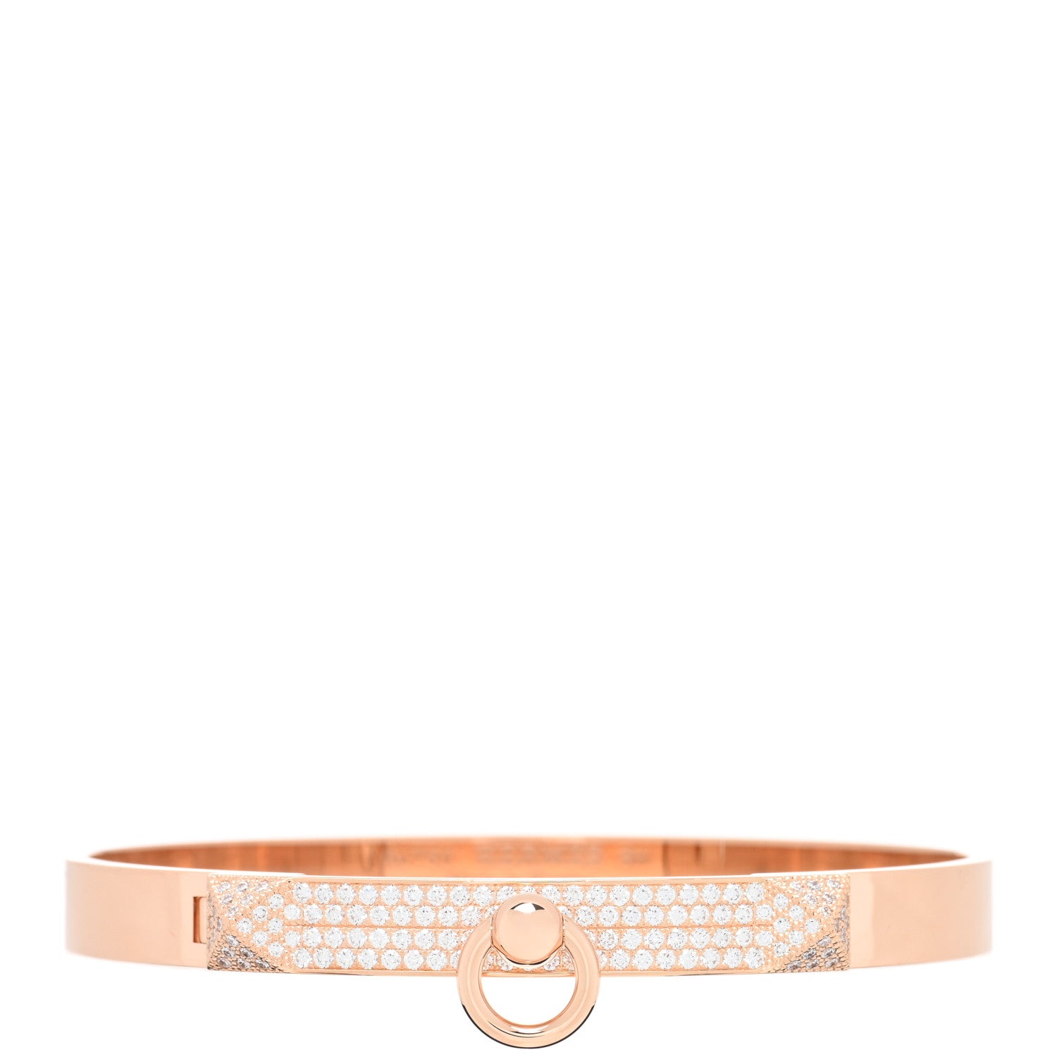 Hermes 18K Rose Gold Diamond PM Collier De Chien Pave Bracelet SH 1 of 4